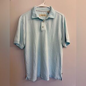 Tommy Bahama Polo Shirt Sz M Blue Marlin Logo Outdoor Fishing Beach Casual